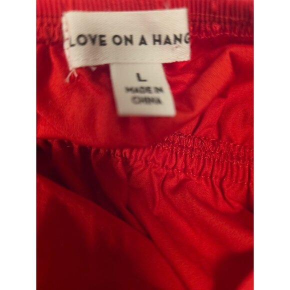 Red Love On A Hanger Ruffled Cotton Empire Top Size L Adjustable Heart - Picture 5 of 6